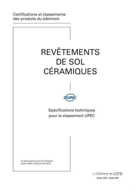 Pdf Sp Cifications Techniques Pour Le Classement Upec E Cahier