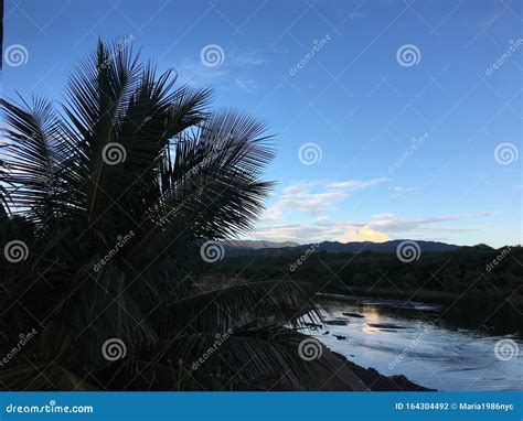 Sunset In Waimea During Fall On Kauai Island Hawaii Stock Photo