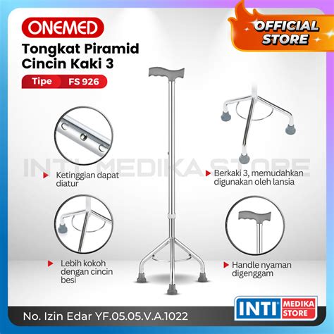 Jual ONEMED Alat Bantu Jalan TONGKAT PIRAMID Cincin KAKI 3 FS 926