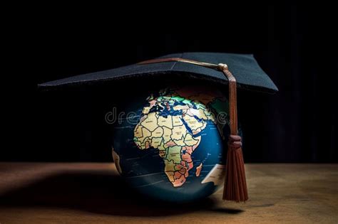 Education In Global Graduation Cap On Top Model Earth Stock