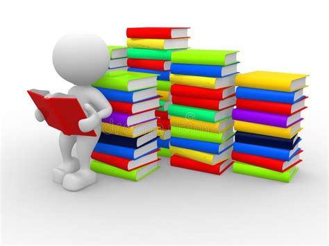 3d White People Boy With Stack Of Books Stock Illustration