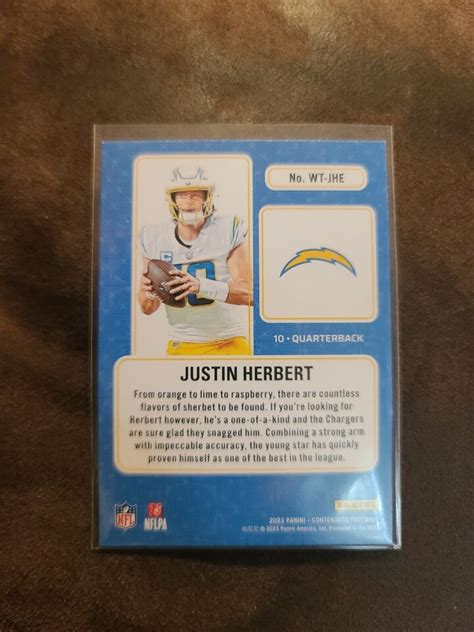 Justin Herbert Contenders Emerald Winning Ticket Card Chargers