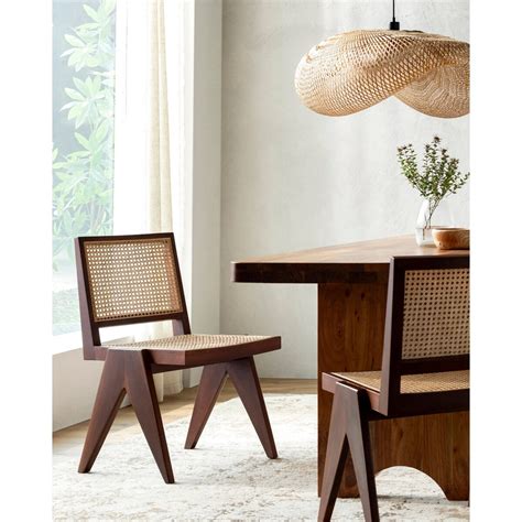 Adelrina Wood And Rattan Dining Chairs Set Of 2 Overstock