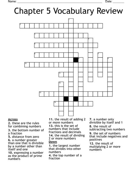 Chapter 5 Vocabulary Review Crossword WordMint