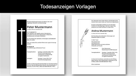 Traueranzeigen Kostenlose Word Vorlagen