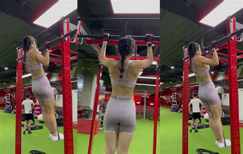 Hot girl phòng Gym Thanh Nhàn vòng eo con kiến dáng nóng bỏng nhờ bài tập khó