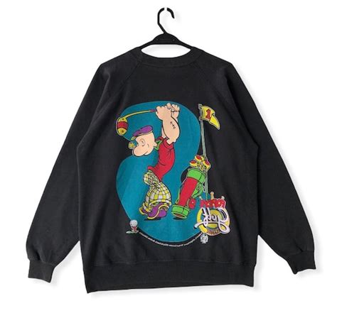 Rare Vintage 1993 Popeye Golf Mirror Print Sweatshirt Gem