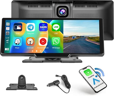 Hikity Inch Portable Car Stereo With Front Camera Wireless Carplay