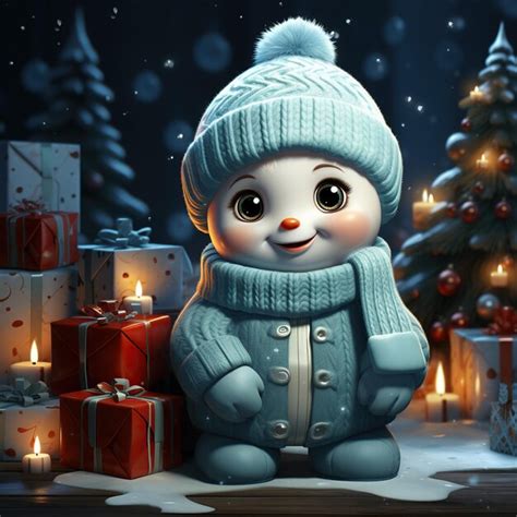 Premium Ai Image Illustration Of A D Snowman With Christmas