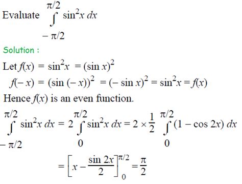 Definite Integrals Of Odd And Even Functions