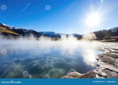 Steam Rising From A Large Geothermal Hot Spring Stock Image Image Of Scene Volcanic