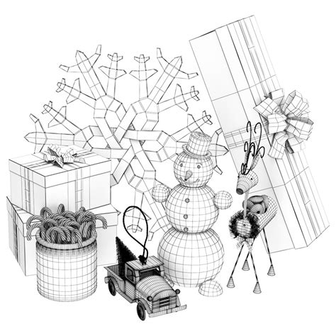 New Year Set - 3D Model for VRay