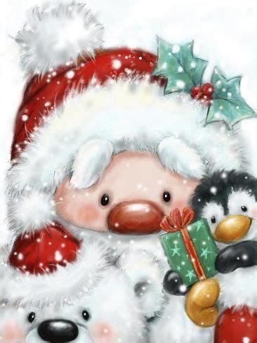 Santa Penguin And Polar Bear Giclee Print MAKIKO Art