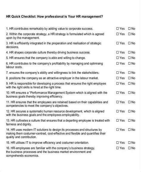 Hr Checklist 31 Examples Format Pdf Examples