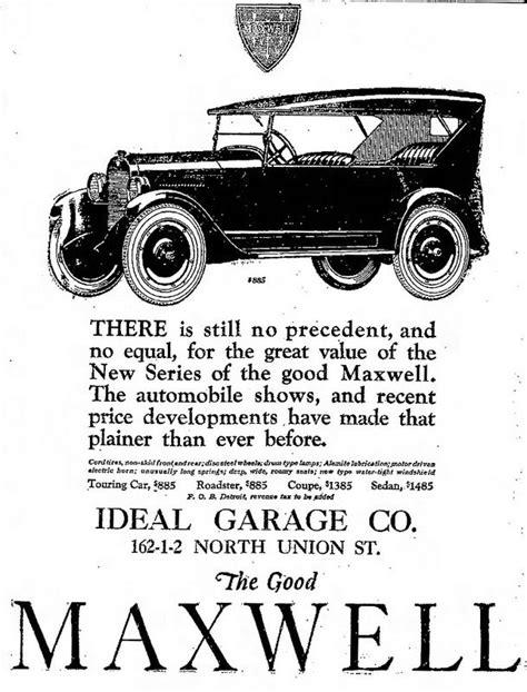 Vintage Newspaper Advertising For The 1922 Maxwell Automobile The Good