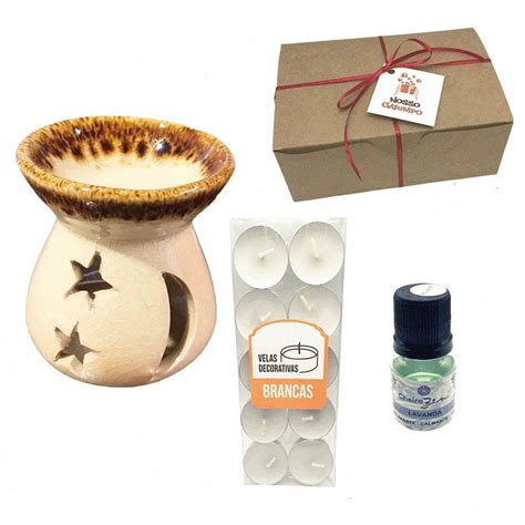 Kit Aromatizador Rechaud Cer Mica Cm Porta Velas Elo