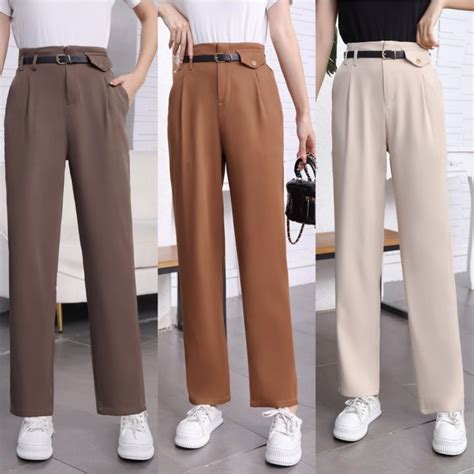 New trendy high waist trousers pants vertical wide leg women casual ...