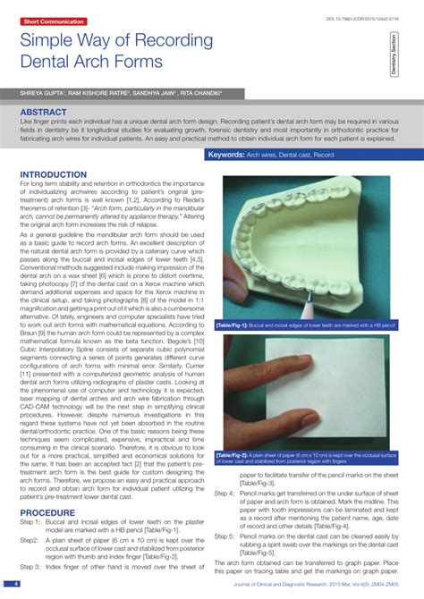 Pdf Simple Way Of Recording Dental Arch Forms