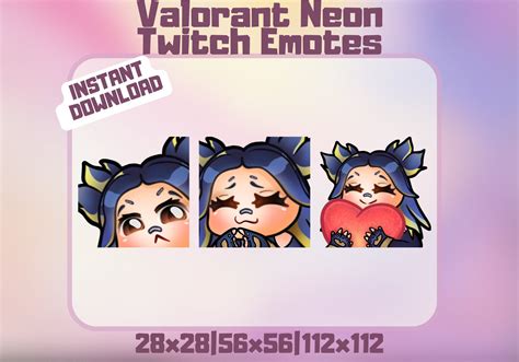 Neon Valorant Twitch Emote Bundle 3 Emotes Cute Valorant Etsy