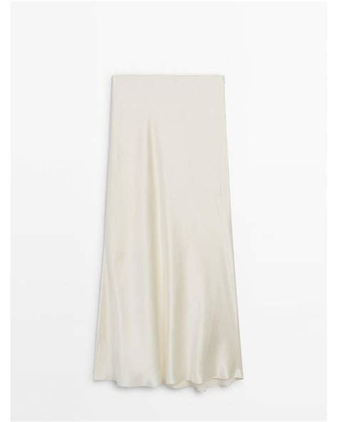 Massimo Dutti Long Satin Bias Cut Skirt In White Lyst