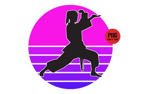 Girls Martial Arts Kata Retro Sunset PNG Graphic By SunandMoon