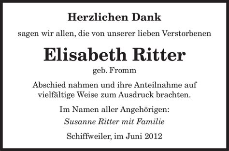 Traueranzeigen Von Elisabeth Ritter Saarbruecker Zeitung Trauer De