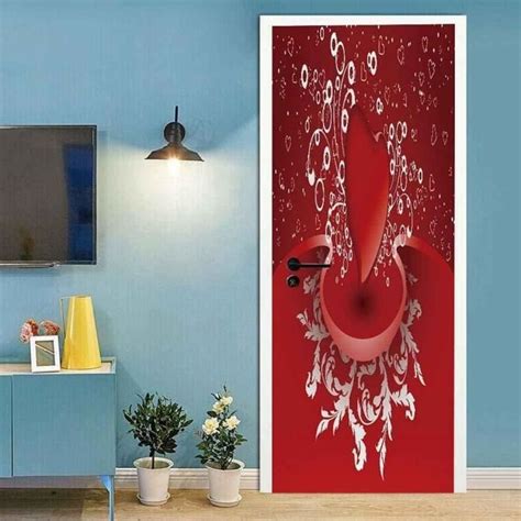 D Effet Stickers Porte Interieure Trompe L Oeil Coeurs Cr Atifs