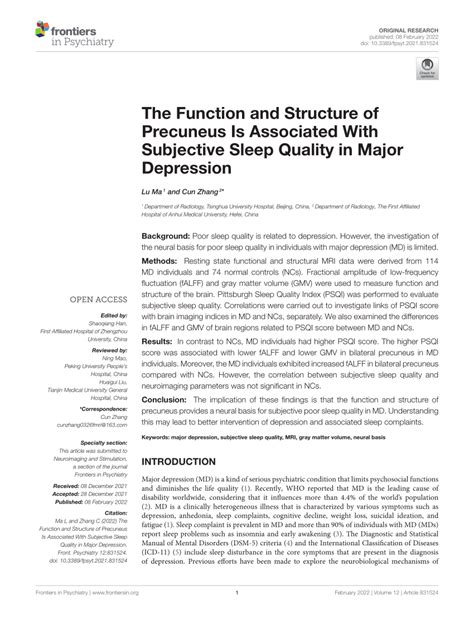 (PDF) The Function and Structure of Precuneus Is Associated With ...