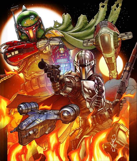 Boba Fett Vs The Mandalorian Poster By Darren Tibbles R Starwars