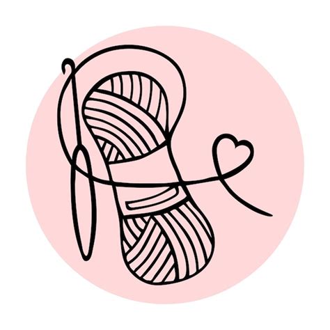 Premium Vector Knitting Icon Hand Drawn Skein Of Thread And Crochet