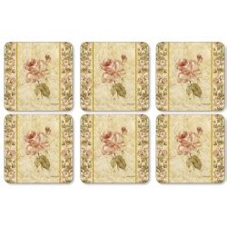 Pimpernel Placemats Antique Rose Linen Cork Backed Floral