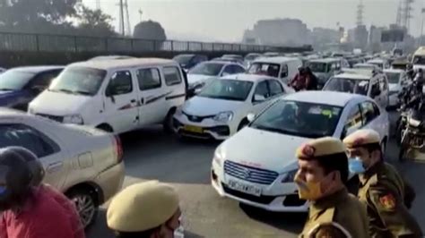 Traffic Jam At Delhi Gurugram Border Due To Checking Of Vehicles Amid