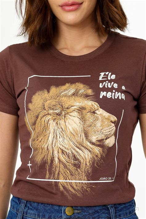 T Shirt Leao Ele Vive E Reina Marrom Atacado Tshirt Use Criativa