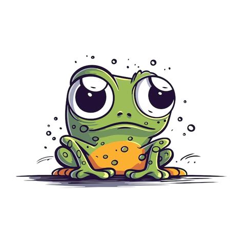 Premium Vector Cute Cartoon Green Frog Isolated On White Background