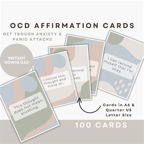 Printable Ocd Coping Cards Obsessive Compulsive Affirmations Erp