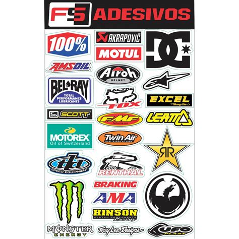 Cartela De Adesivos Motocross Para Moto Bike Carro Capacete Stickers Shopee Brasil