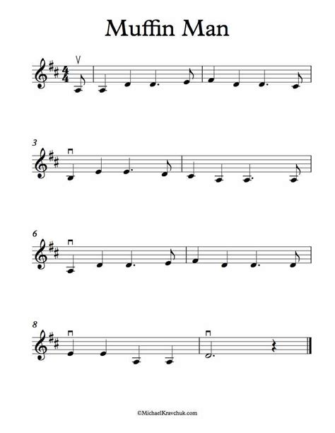 Free Violin Sheet Music – Muffin Man – Michael Kravchuk