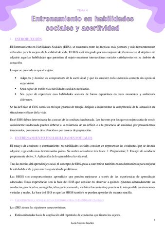 Tema Entrenamiento En Habilidades Sociales Y Asertividad Pdf