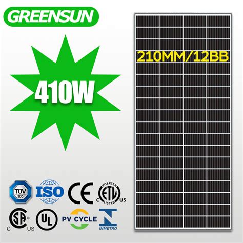 12bb Mono Solar Panel Photovoltaic 144 Cells 410W Half Cell 1kw Solar