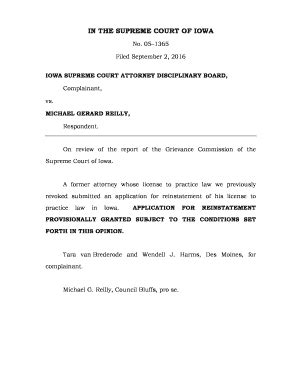 Fillable Online iowacourts IOWA SUPREME COURT ATTORNEY DISCIPLINARY