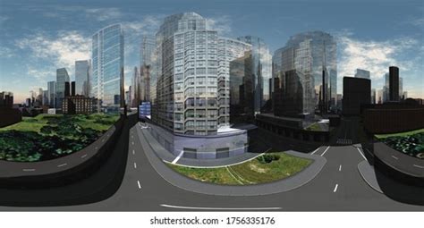 Cityscape Environment Map Hdri Map Equirectangular Stock Illustration