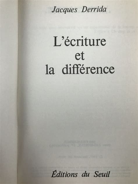 【法语】1967年，雅克·德里达《书写与差异》，平装，lécriture Et La Différence By Jacques Derrida