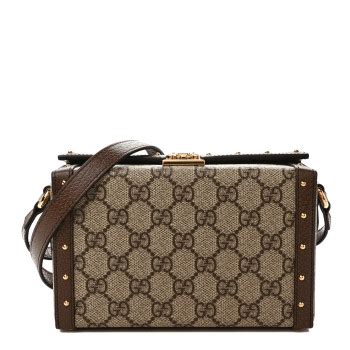 Gucci Gg Supreme Monogram Textured Dollar Calfskin Mini Trunk Shoulder