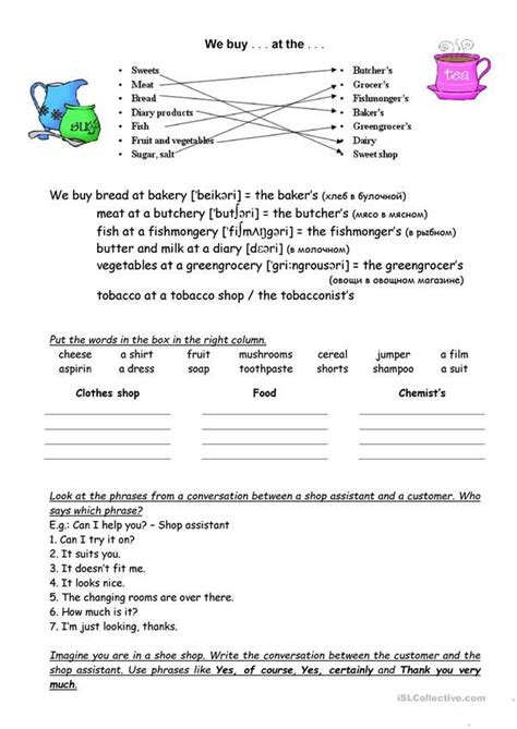 Shops And Shopping Worksheet Free Esl Printable Worksheets Ma Free