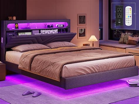 Amazon Bthfst Base De Cama Flotante Queen Con Cabecera De Luces