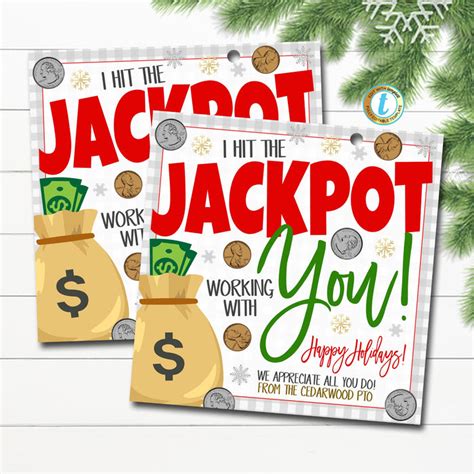 Hit The Jackpot Working With You Happy Holidays Tag — Tidylady Printables