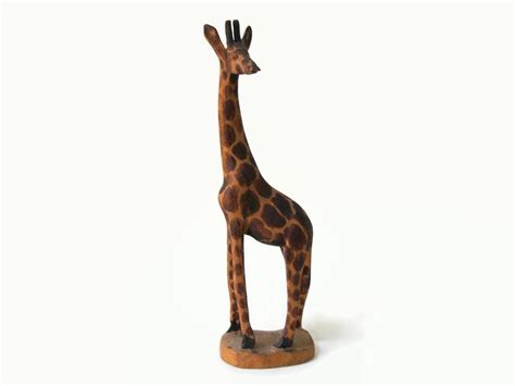 Vintage Hand Carved Wood Giraffe Figurine Statuette Sculpture Made In