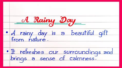 How To Write An Essay On A Rainy Day A Rainy Day Paragraph Writing In