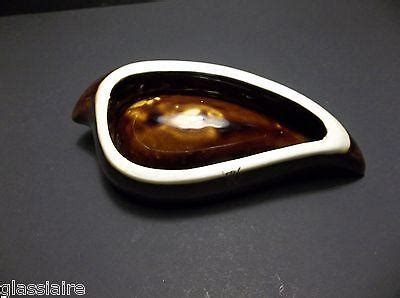 Vintage Nude Woman Ashtray Pin Tray Brown Drip Glaze Signed