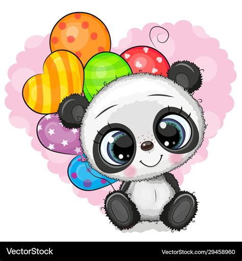 Cute Panda Cartoon Holding Balloon Royalty Free Vector Image | The Best Porn Website